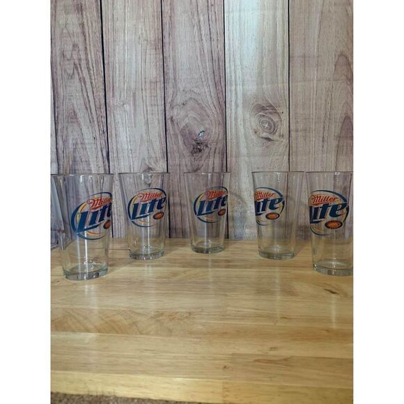 Set of 5 6” Miller Lite Beer Glasses - Picture 4 of 7